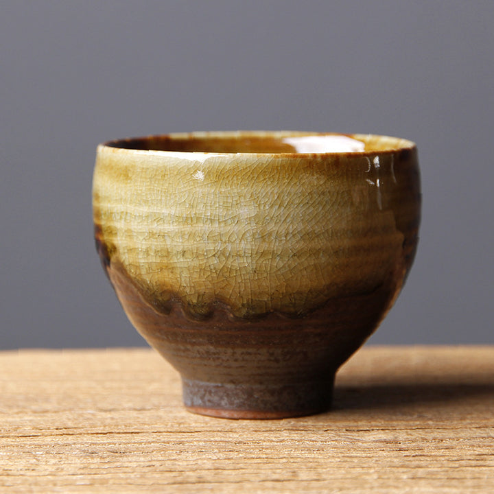 Buddha Stones Vintage Marrone Beige Forno Cambia Tazza da Tè in Ceramica Kung Fu Tazza da Tè Ciotola