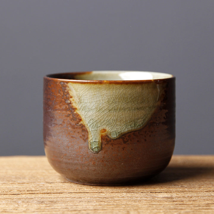 Buddha Stones Vintage Marrone Beige Forno Cambia Tazza da Tè in Ceramica Kung Fu Tazza da Tè Ciotola