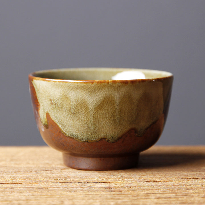 Buddha Stones Vintage Marrone Beige Forno Cambia Tazza da Tè in Ceramica Kung Fu Tazza da Tè Ciotola