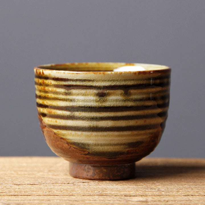 Buddha Stones Vintage Marrone Beige Forno Cambia Tazza da Tè in Ceramica Kung Fu Tazza da Tè Ciotola