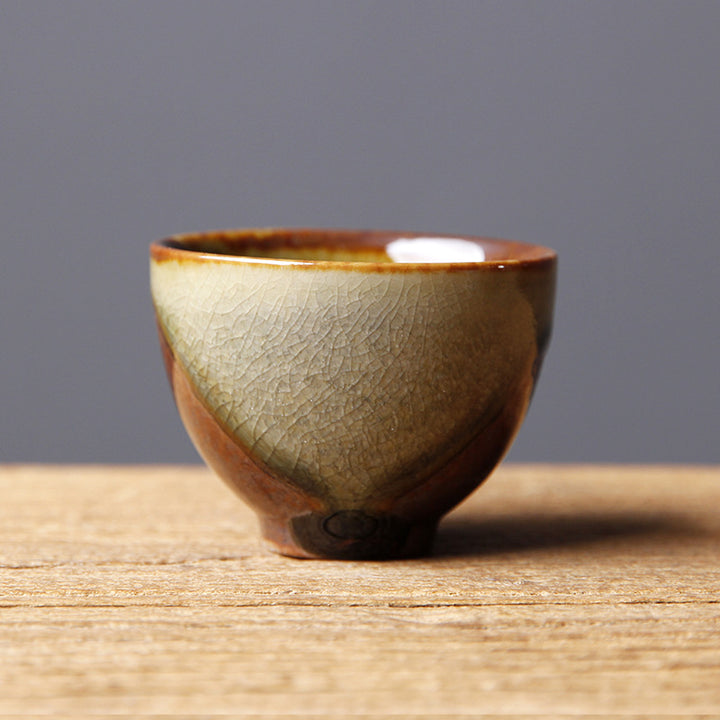 Buddha Stones Vintage Marrone Beige Forno Cambia Tazza da Tè in Ceramica Kung Fu Tazza da Tè Ciotola