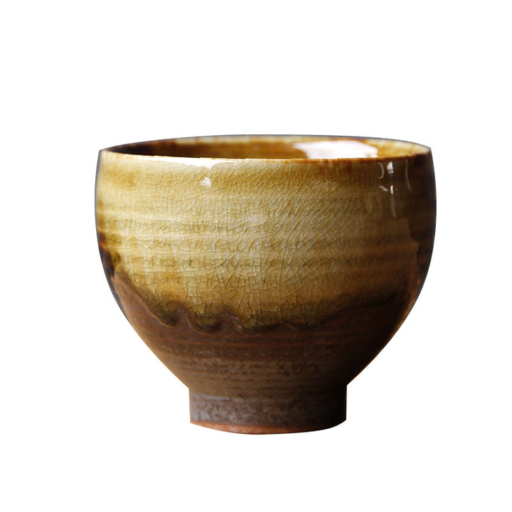 Buddha Stones Vintage Marrone Beige Forno Cambia Tazza da Tè in Ceramica Kung Fu Tazza da Tè Ciotola