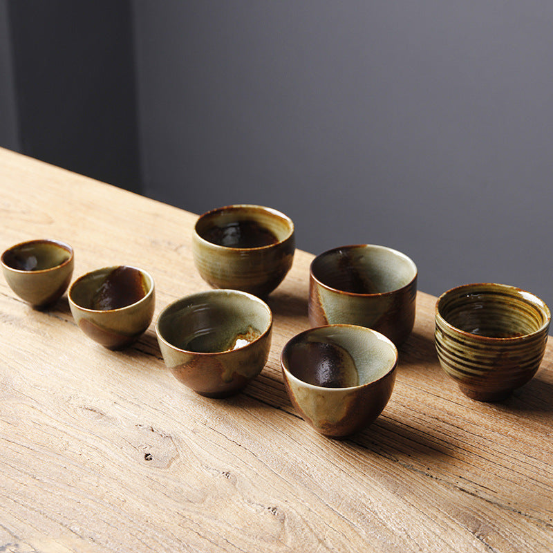 Buddha Stones Vintage Marrone Beige Forno Cambia Tazza da Tè in Ceramica Kung Fu Tazza da Tè Ciotola
