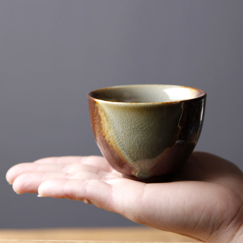 Buddha Stones Vintage Marrone Beige Forno Cambia Tazza da Tè in Ceramica Kung Fu Tazza da Tè Ciotola