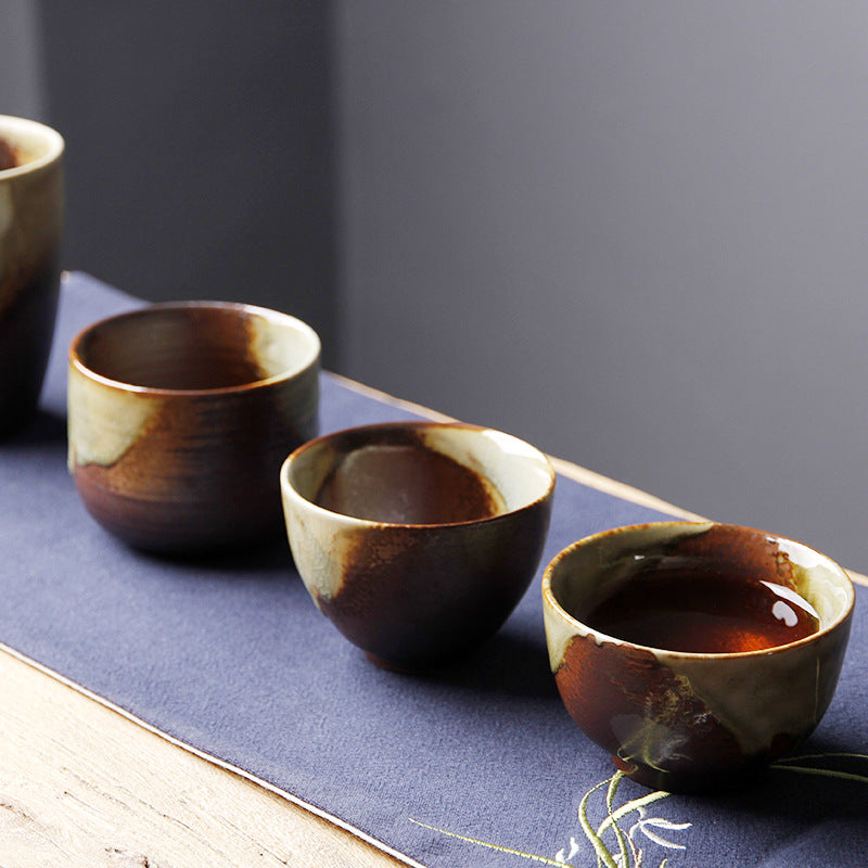 Buddha Stones Vintage Marrone Beige Forno Cambia Tazza da Tè in Ceramica Kung Fu Tazza da Tè Ciotola