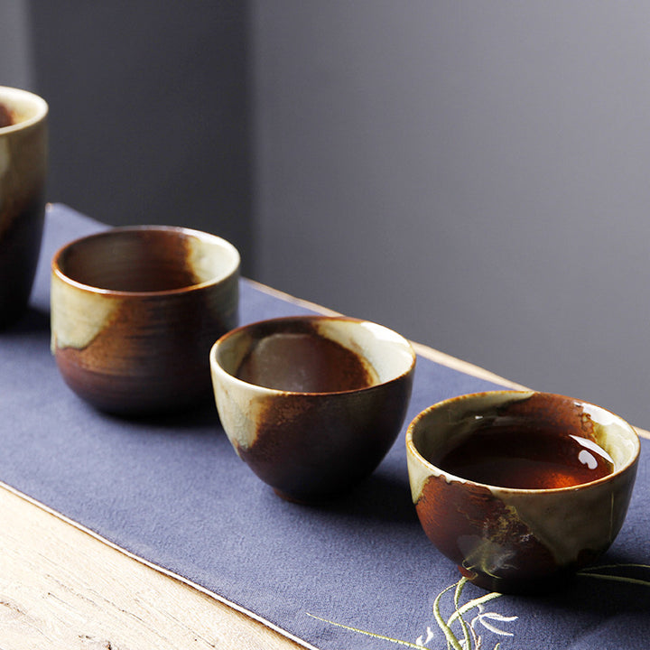 Buddha Stones Vintage Marrone Beige Forno Cambia Tazza da Tè in Ceramica Kung Fu Tazza da Tè Ciotola