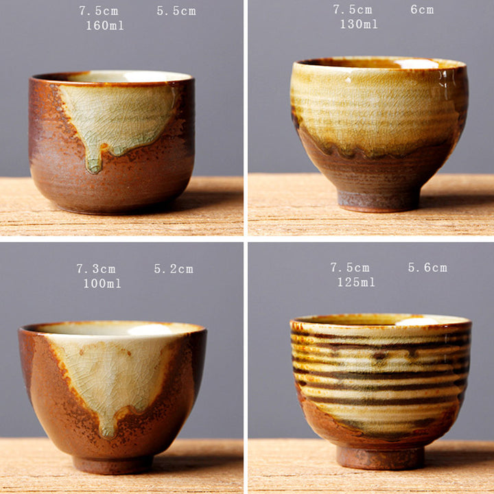 Buddha Stones Vintage Marrone Beige Forno Cambia Tazza da Tè in Ceramica Kung Fu Tazza da Tè Ciotola