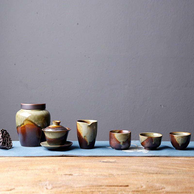 Buddha Stones Vintage Marrone Beige Forno Cambia Tazza da Tè in Ceramica Kung Fu Tazza da Tè Ciotola