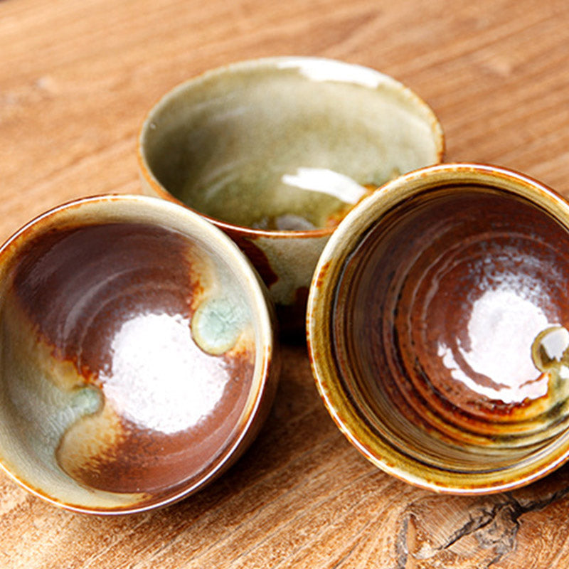 Buddha Stones Vintage Marrone Beige Forno Cambia Tazza da Tè in Ceramica Kung Fu Tazza da Tè Ciotola
