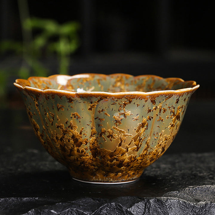 Buddha Stones Tazza da tè in ceramica marrone colorata Tazza da tè Kung Fu Ciotola