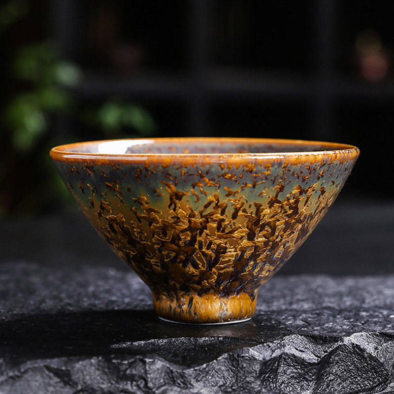 Buddha Stones Tazza da tè in ceramica marrone colorata Tazza da tè Kung Fu Ciotola