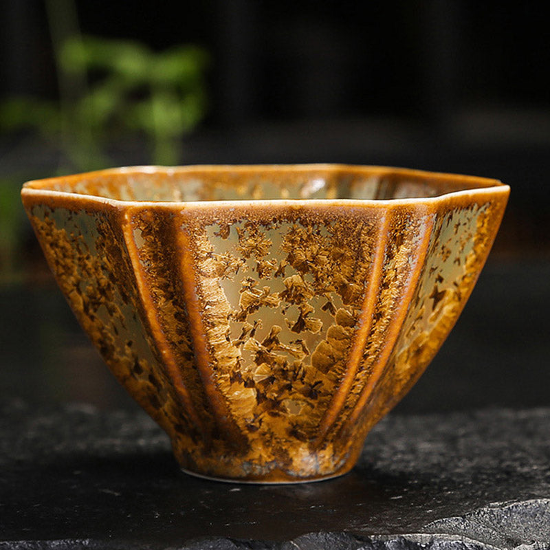 Buddha Stones Tazza da tè in ceramica marrone colorata Tazza da tè Kung Fu Ciotola