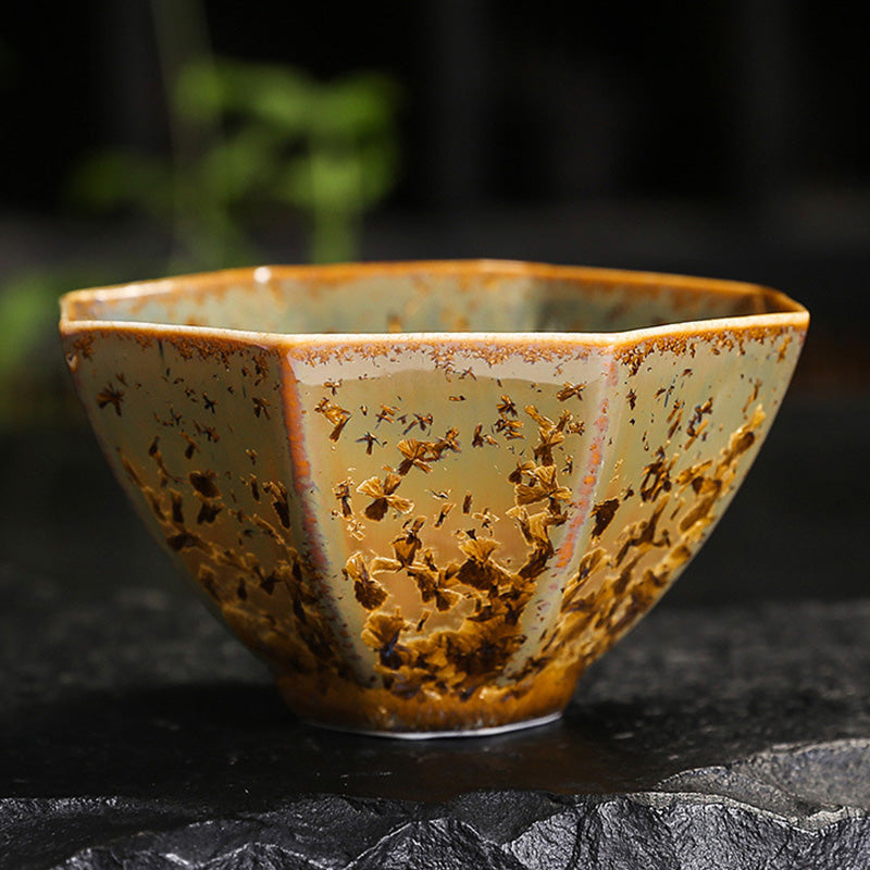 Buddha Stones Tazza da tè in ceramica marrone colorata Tazza da tè Kung Fu Ciotola