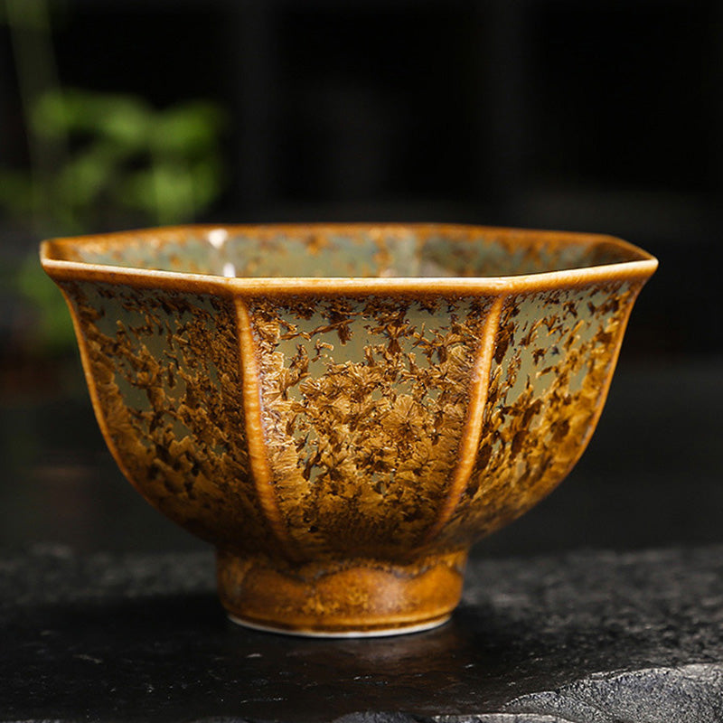 Buddha Stones Tazza da tè in ceramica marrone colorata Tazza da tè Kung Fu Ciotola