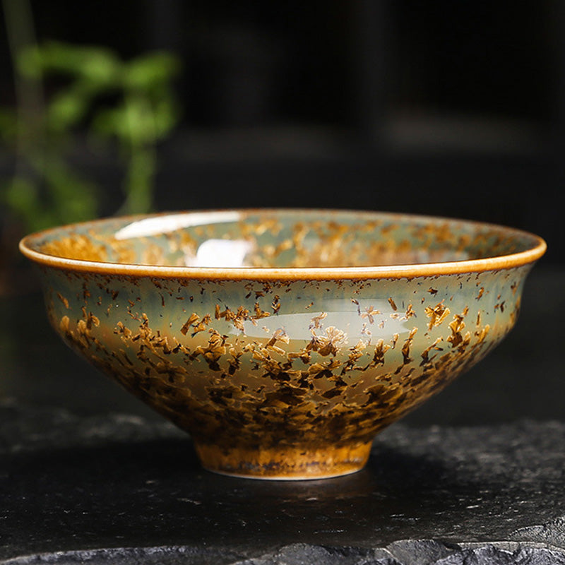 Buddha Stones Tazza da tè in ceramica marrone colorata Tazza da tè Kung Fu Ciotola