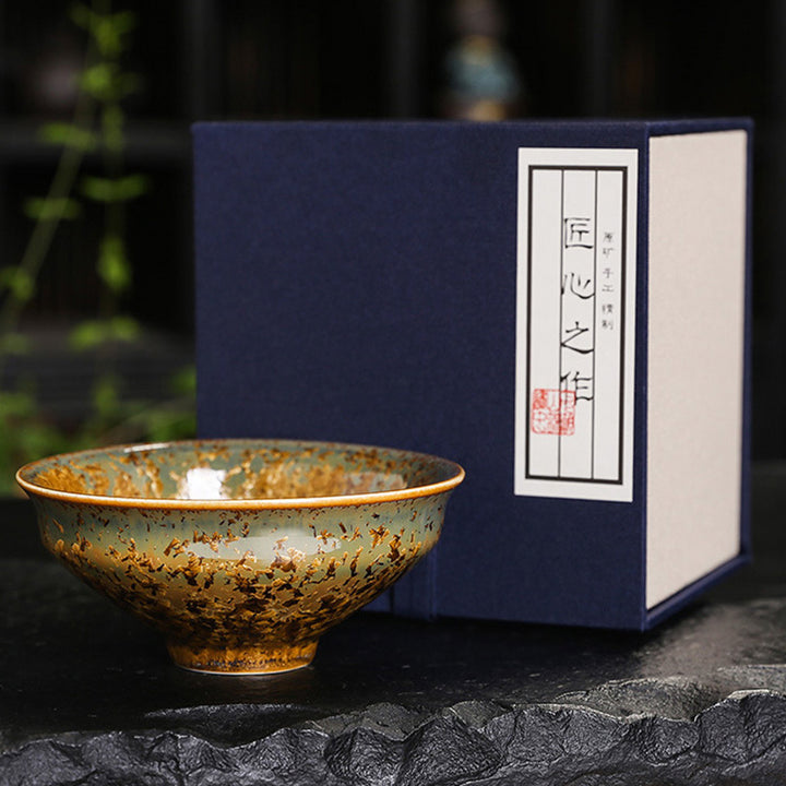Buddha Stones Tazza da tè in ceramica marrone colorata Tazza da tè Kung Fu Ciotola