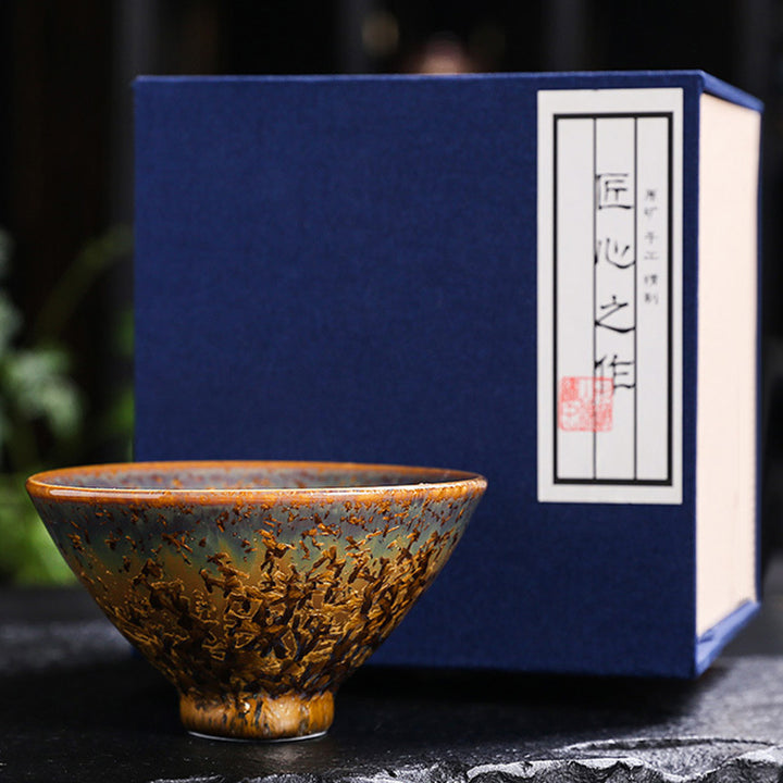 Buddha Stones Tazza da tè in ceramica marrone colorata Tazza da tè Kung Fu Ciotola