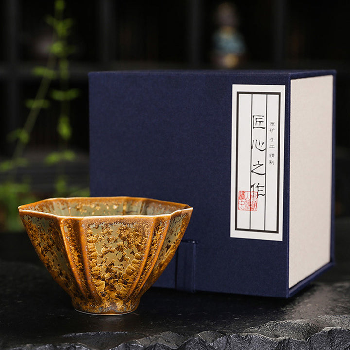 Buddha Stones Tazza da tè in ceramica marrone colorata Tazza da tè Kung Fu Ciotola
