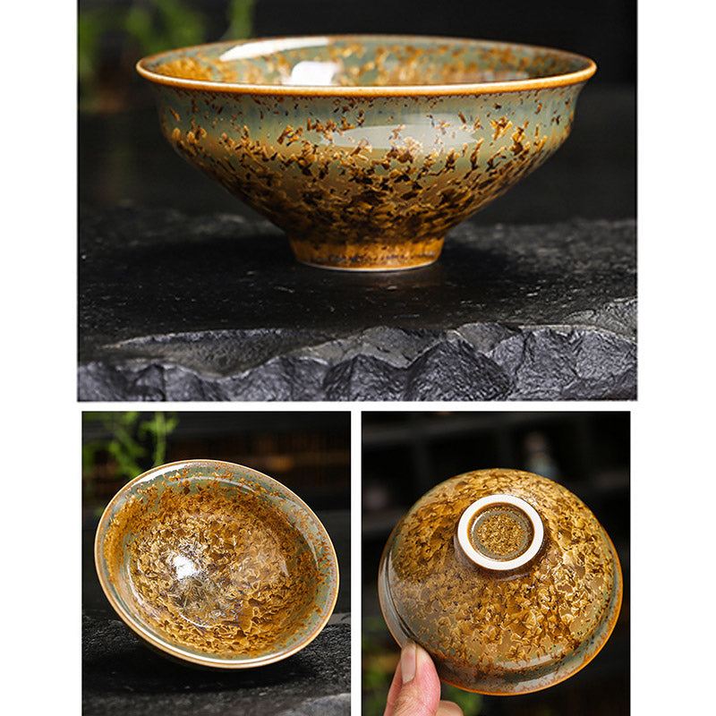 Buddha Stones Tazza da tè in ceramica marrone colorata Tazza da tè Kung Fu Ciotola