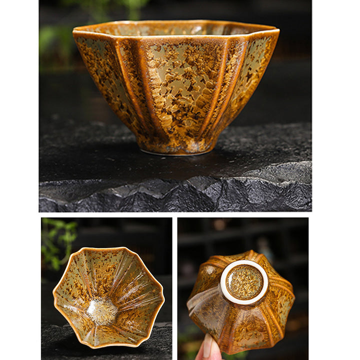 Buddha Stones Tazza da tè in ceramica marrone colorata Tazza da tè Kung Fu Ciotola