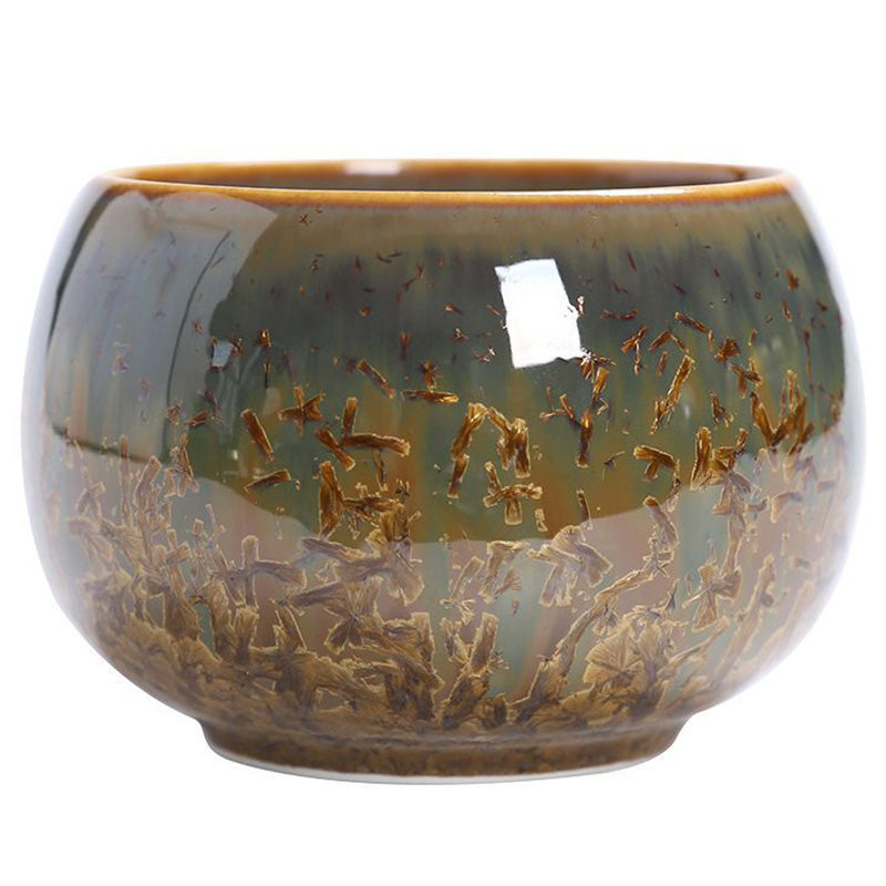 Buddha Stones Tazza da tè in ceramica marrone colorata Tazza da tè Kung Fu Ciotola