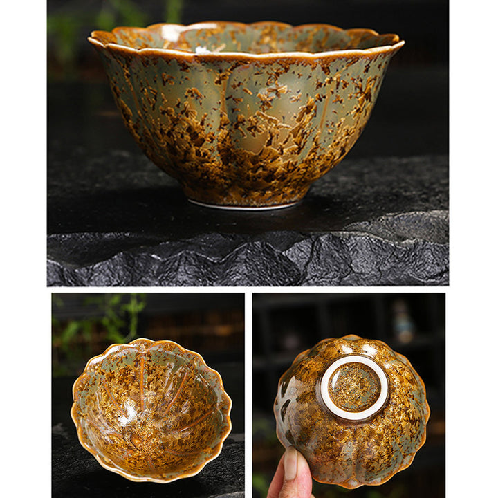 Buddha Stones Tazza da tè in ceramica marrone colorata Tazza da tè Kung Fu Ciotola