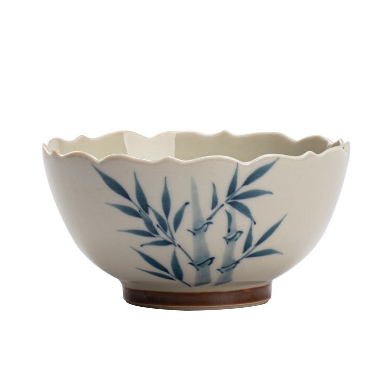 Buddha Stones Piccola tazza da tè in ceramica con foglie di bambù blu Tazza da tè Kung Fu Ciotola