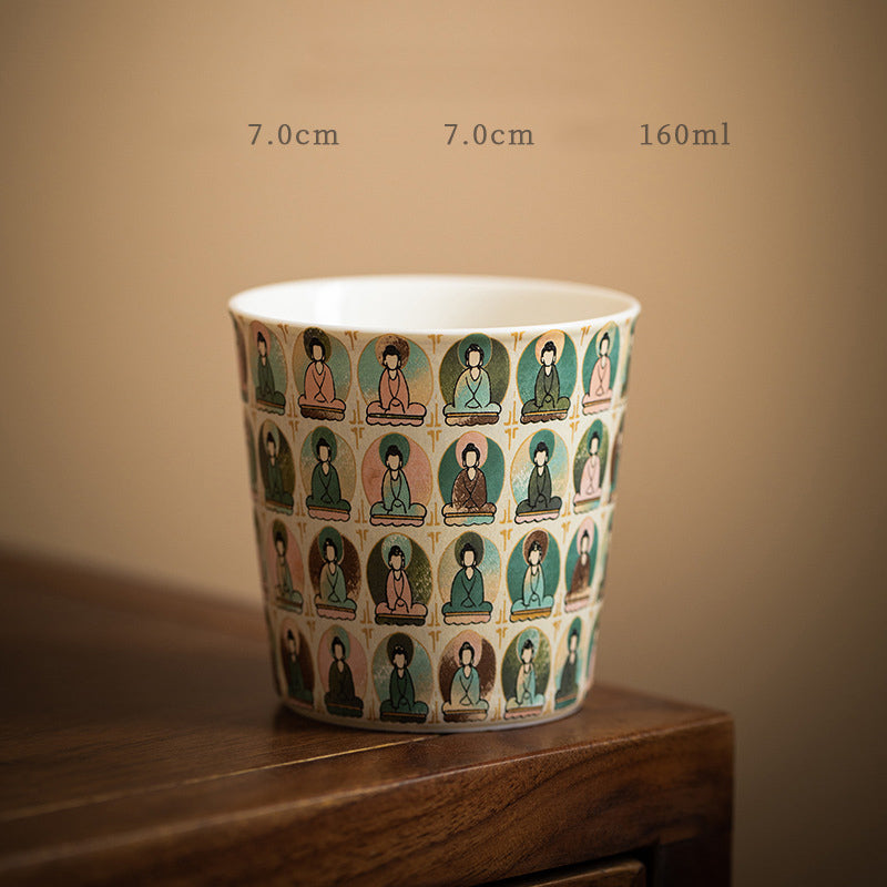 Buddha Stones Dunhuang Color Mille Buddha Apsaras volanti Modello Gaiwan Tazza da tè Kung Fu Tazza da tè con coperchio