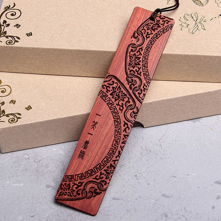 Buddha Stones Zen Illuminazione Citazioni Ebano Legno Piccola Foglia Segnalibri Sandalo Rosso Con Scatola Regalo