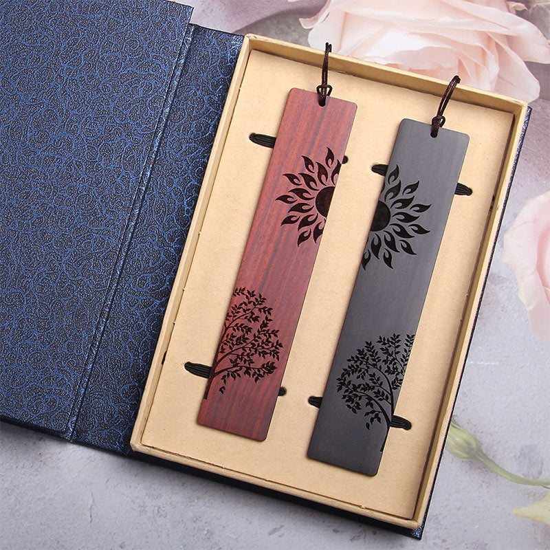 Segnalibri Buddha Stones Sun Tree Ebony Wood Small Leaf Red Sandalwood con scatola regalo