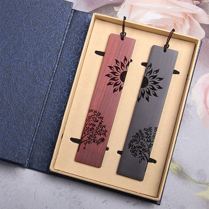 Segnalibri Buddha Stones Sun Tree Ebony Wood Small Leaf Red Sandalwood con scatola regalo