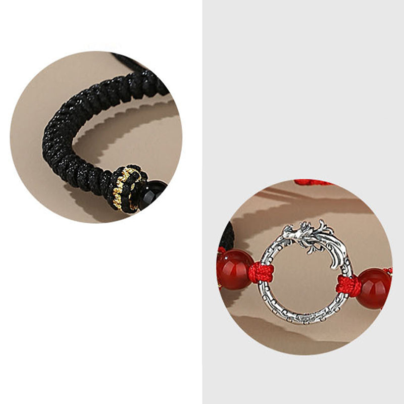 Braccialetto di coppia con fibbia della pace e fortuna dell'anno del drago e della fenice, fatto a mano in argento sterling 925 , Buddha Stones - image 10