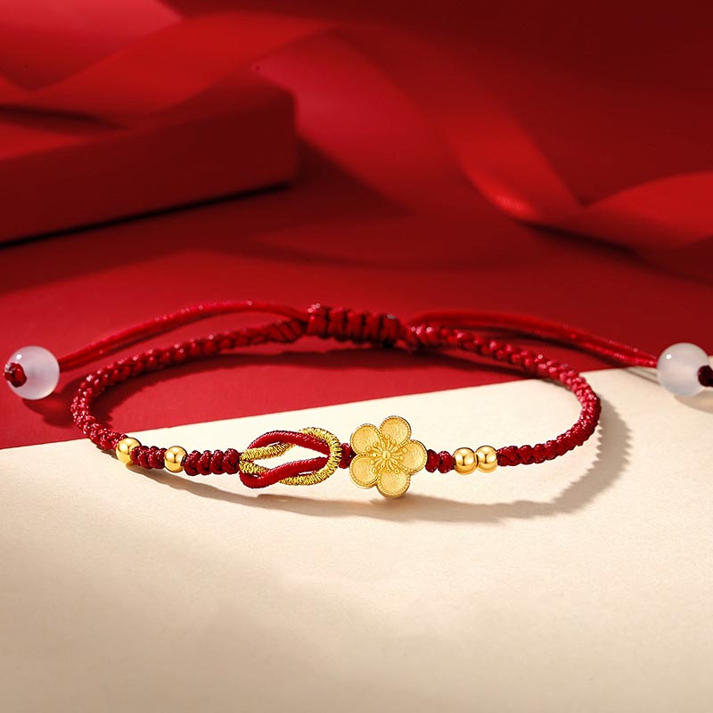 Braccialetto portafortuna in argento sterling 925 con fiori di ciliegio, sakura e calcedonio, fatto a mano , Buddha Stones - 14-21 cm - image 0