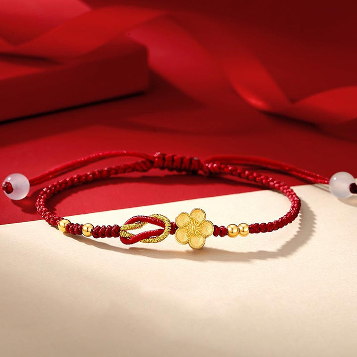 Braccialetto portafortuna in argento sterling 925 con fiori di ciliegio, sakura e calcedonio, fatto a mano , Buddha Stones - 14-21 cm - image 0