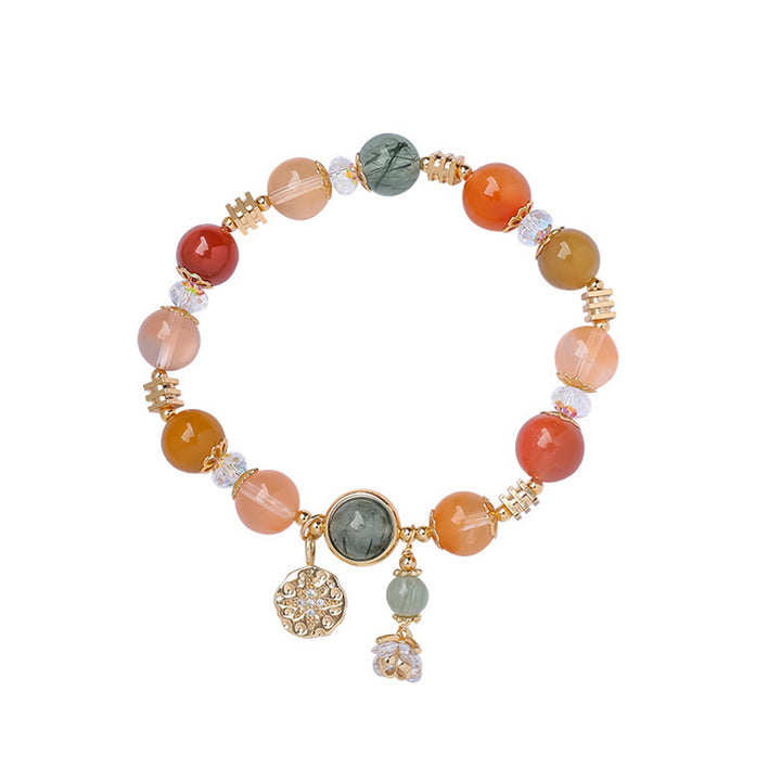Braccialetto della ricchezza con stella a otto punte in quarzo rutilato multicolore naturale Buddha Stones