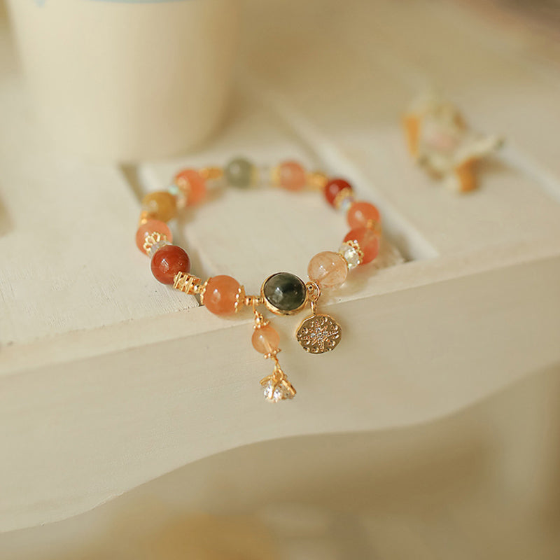 Braccialetto della ricchezza con stella a otto punte in quarzo rutilato multicolore naturale Buddha Stones