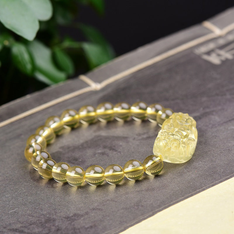 Braccialetto della ricchezza PiXiu Citrine FengShui Buddha Stones - image 3