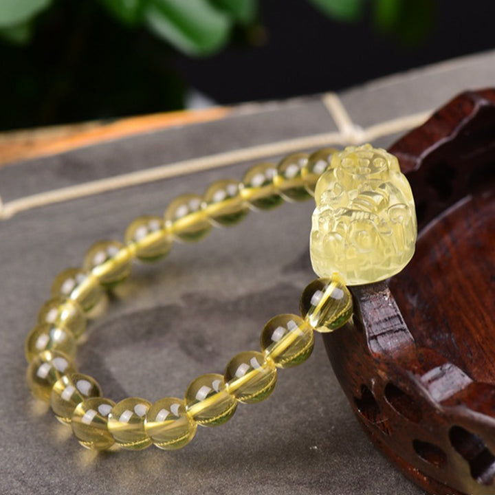 Braccialetto della ricchezza PiXiu Citrine FengShui Buddha Stones - image 1