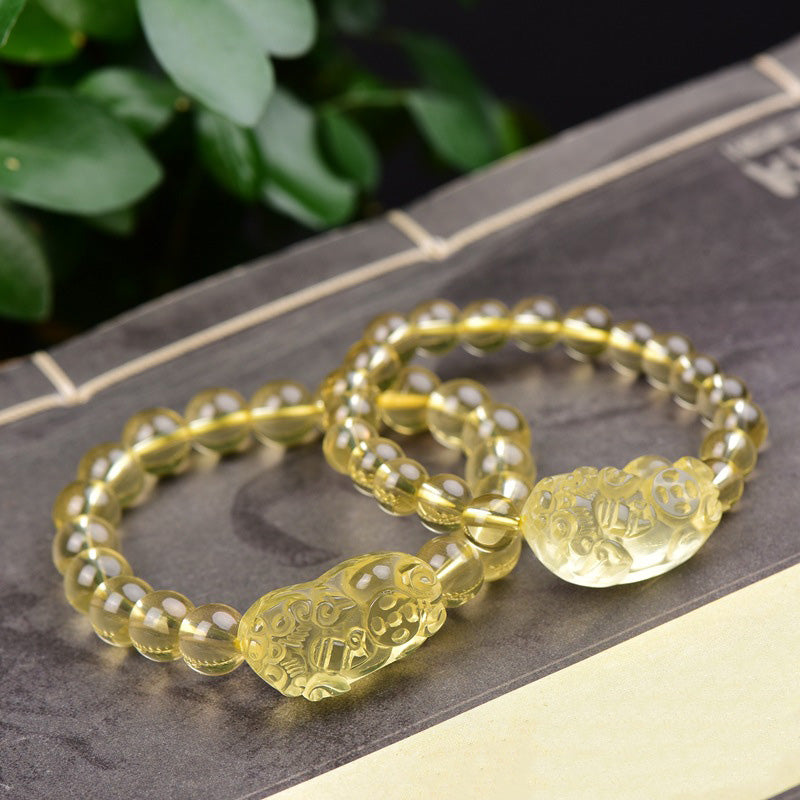 Braccialetto della ricchezza PiXiu Citrine FengShui Buddha Stones - image 5