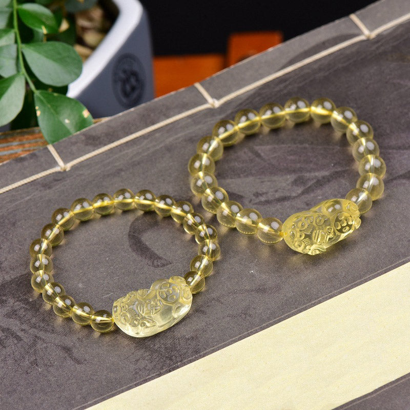 Braccialetto della ricchezza PiXiu Citrine FengShui Buddha Stones - image 4