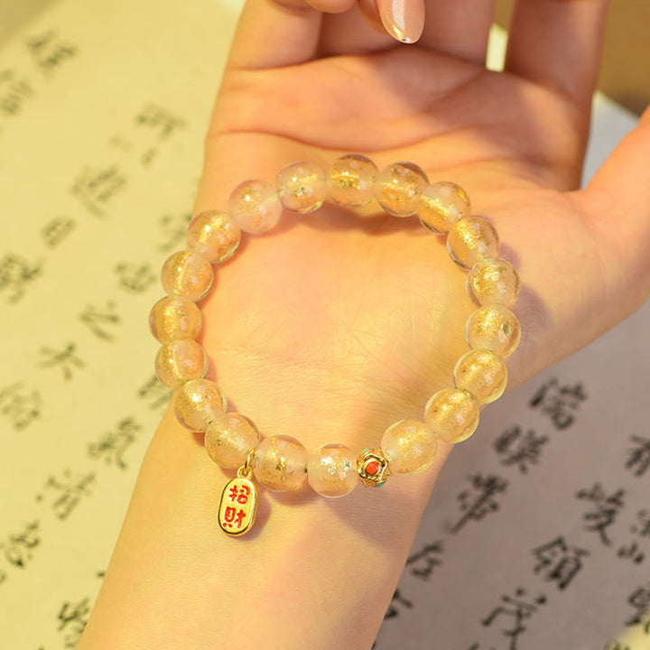 Buddha Stones, incenso tibetano, cenere, perline di vetro Liuli, fortuna, carattere Fu, braccialetto con ciondolo