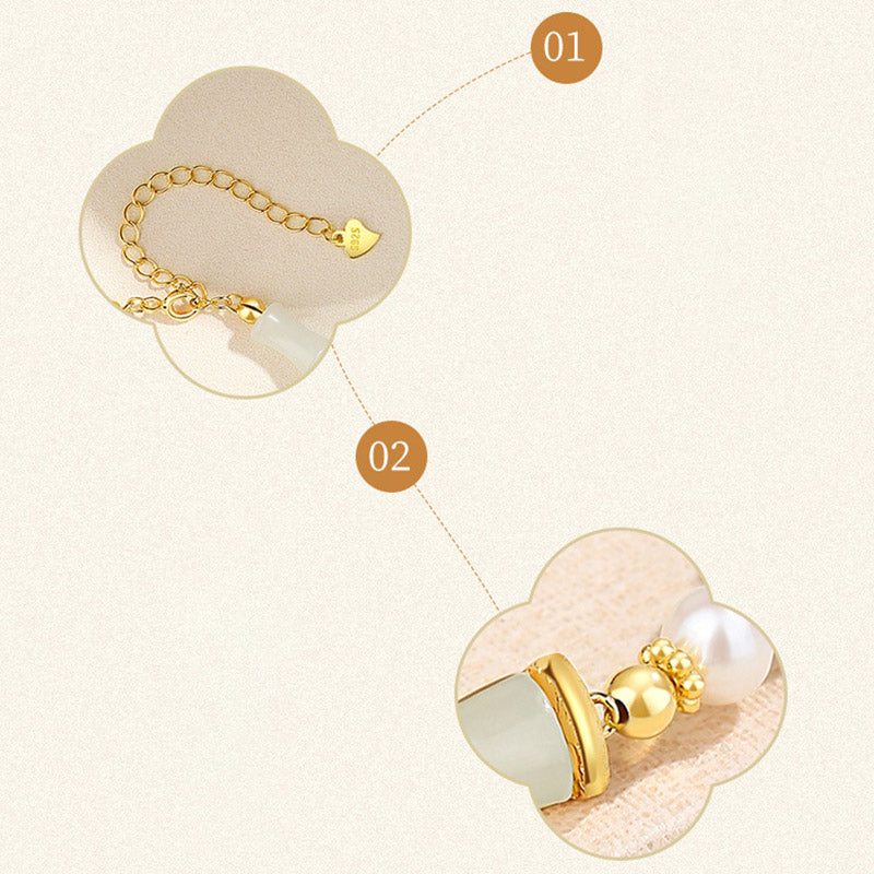 Bracciale Buddha Stones 925 Sterling Silver Hetian Naturale Giada Bianca Bambù Benedizione Fortuna Bracciale - image 9