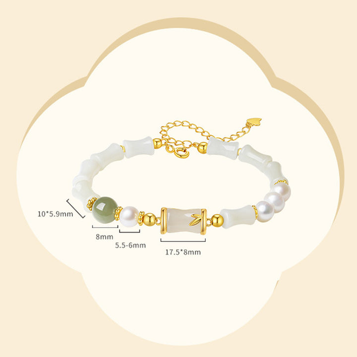 Bracciale Buddha Stones 925 Sterling Silver Hetian Naturale Giada Bianca Bambù Benedizione Fortuna Bracciale - image 11
