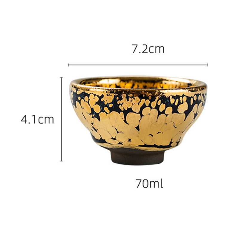 Buddha Stones 24K Gold Spot Pattern Tazza da tè cinese Jianzhan in ceramica Tazza da tè Kung Fu Ciotola con scatola regalo