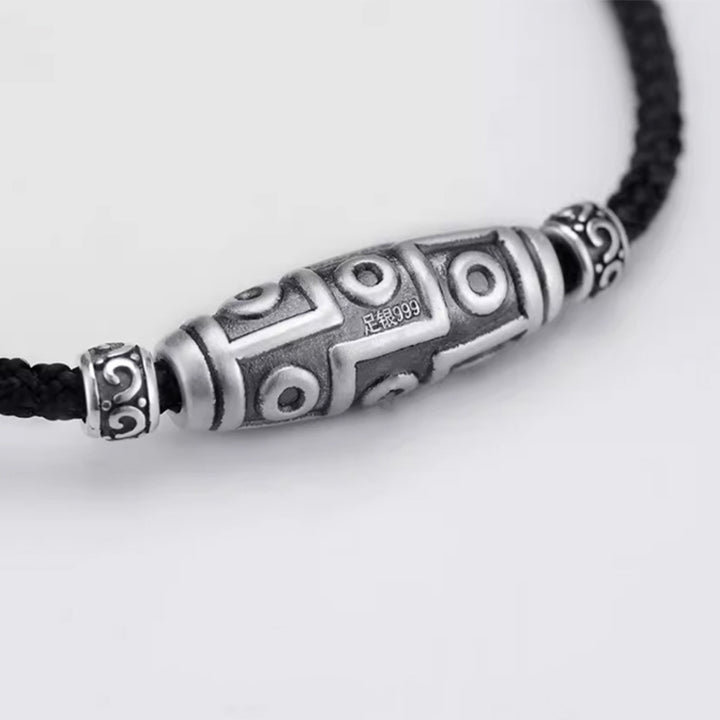Collana con ciondolo in corda di protezione con motivo a nove occhi Dzi in argento sterling 999 Buddha Stones - image 2