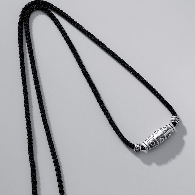 Collana con ciondolo in corda di protezione con motivo a nove occhi Dzi in argento sterling 999 Buddha Stones - image 8