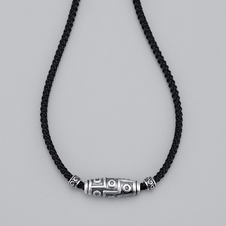 Collana con ciondolo in corda di protezione con motivo a nove occhi Dzi in argento sterling 999 Buddha Stones - image 16