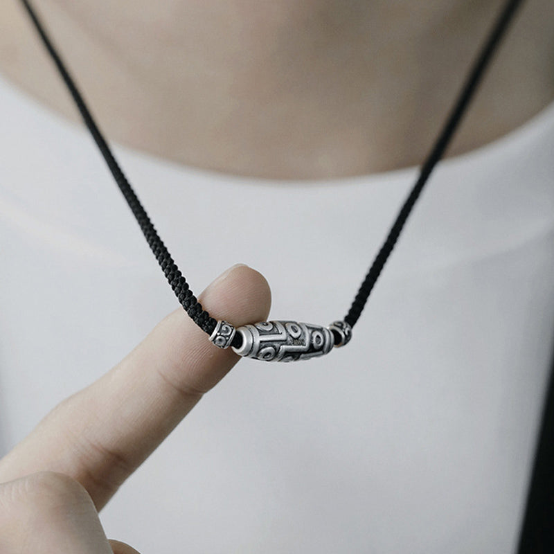 Collana con ciondolo in corda di protezione con motivo a nove occhi Dzi in argento sterling 999 Buddha Stones - image 15