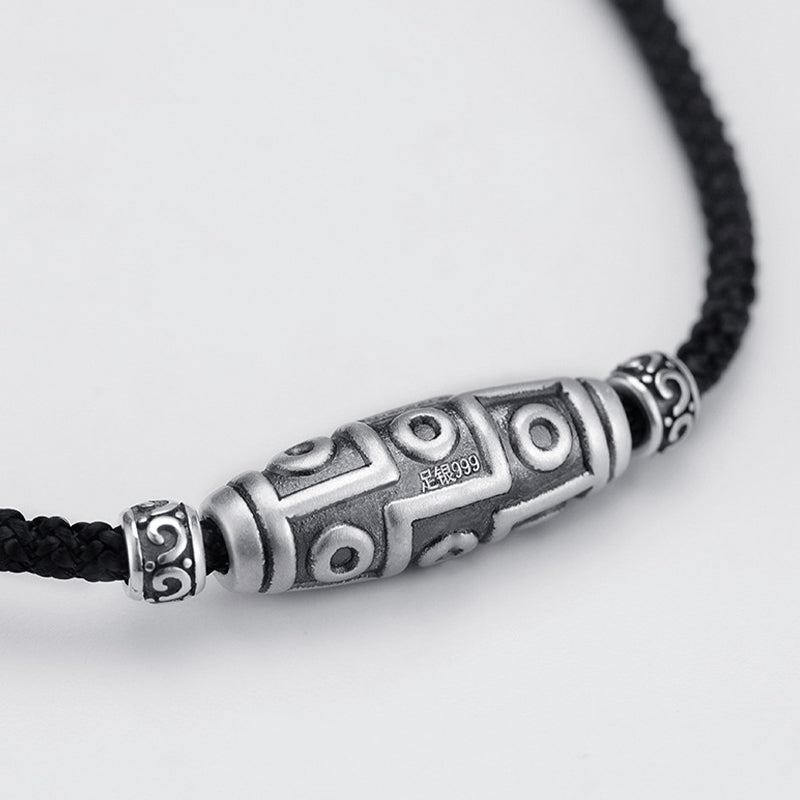 Collana con ciondolo in corda di protezione con motivo a nove occhi Dzi in argento sterling 999 Buddha Stones - image 6