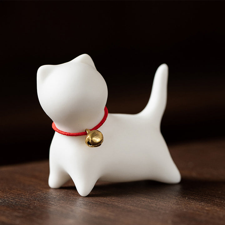 Buddha Stones Mini Piccolo Carino Gatto Tè Animale Domestico Ceramica Casa Scrivania Figurina Decorazione - Gatto in piedi 5*2,5*4,5 cm - Bianco - image 4